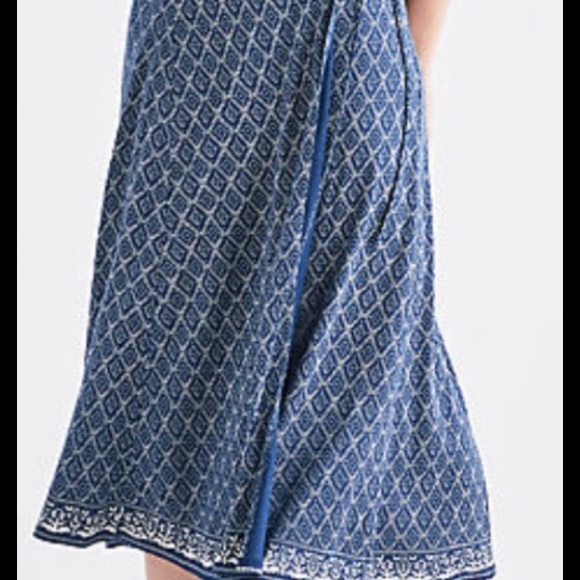 New Lucky Brand Blue Border Maxi Dress Size L - Picture 4 of 6